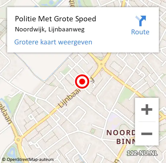 Locatie op kaart van de 112 melding: Politie Met Grote Spoed Naar Noordwijk, Lijnbaanweg op 25 september 2023 17:30