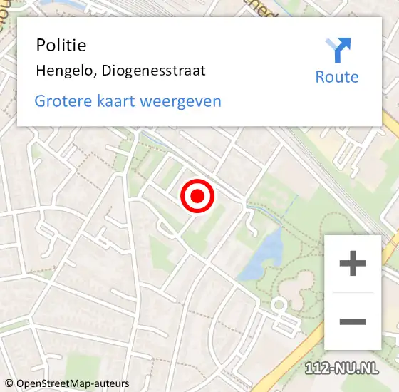 Locatie op kaart van de 112 melding: Politie Hengelo, Diogenesstraat op 25 september 2023 17:39