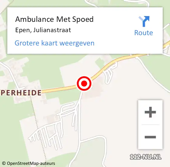 Locatie op kaart van de 112 melding: Ambulance Met Spoed Naar Epen, Julianastraat op 9 september 2014 12:50