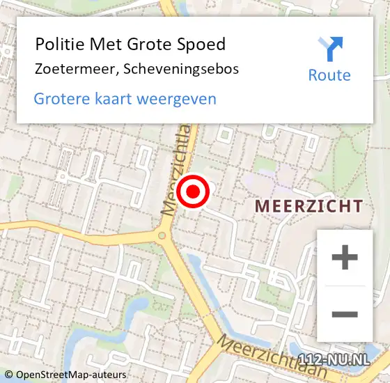 Locatie op kaart van de 112 melding: Politie Met Grote Spoed Naar Zoetermeer, Scheveningsebos op 25 september 2023 17:58