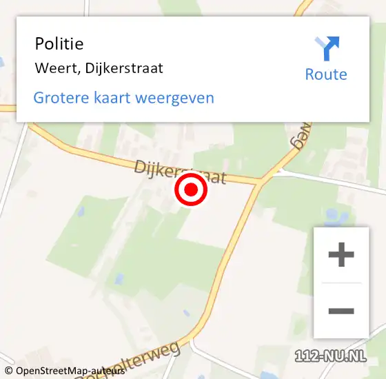 Locatie op kaart van de 112 melding: Politie Weert, Dijkerstraat op 25 september 2023 17:59