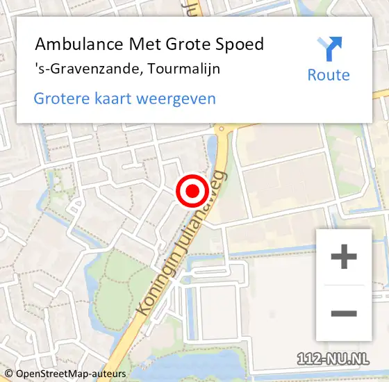 Locatie op kaart van de 112 melding: Ambulance Met Grote Spoed Naar 's-Gravenzande, Tourmalijn op 25 september 2023 18:29