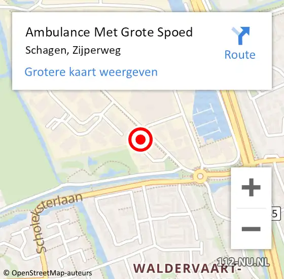 Locatie op kaart van de 112 melding: Ambulance Met Grote Spoed Naar Schagen, Zijperweg op 25 september 2023 18:33