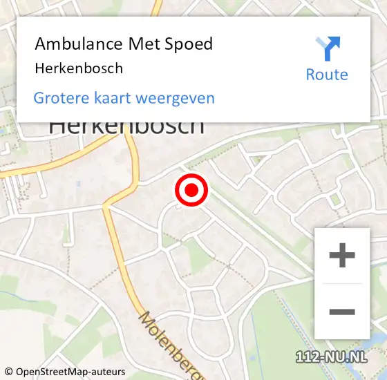 Locatie op kaart van de 112 melding: Ambulance Met Spoed Naar Herkenbosch op 25 september 2023 18:43