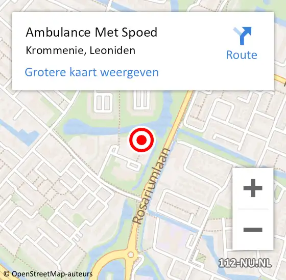 Locatie op kaart van de 112 melding: Ambulance Met Spoed Naar Krommenie, Leoniden op 25 september 2023 18:44