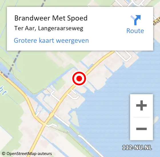 Locatie op kaart van de 112 melding: Brandweer Met Spoed Naar Ter Aar, Langeraarseweg op 9 september 2014 12:55