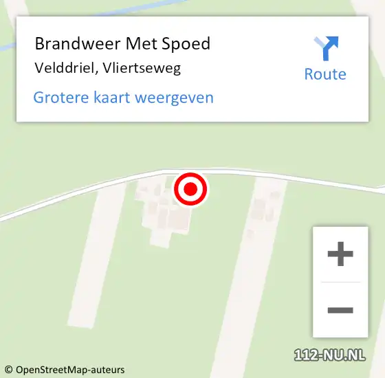 Locatie op kaart van de 112 melding: Brandweer Met Spoed Naar Velddriel, Vliertseweg op 25 september 2023 19:11