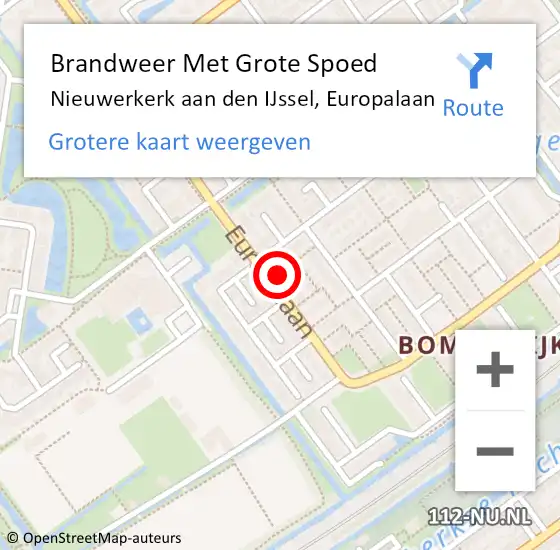 Locatie op kaart van de 112 melding: Brandweer Met Grote Spoed Naar Nieuwerkerk aan den IJssel, Europalaan op 25 september 2023 19:26