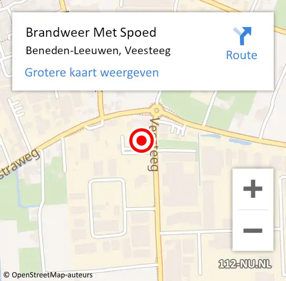 Locatie op kaart van de 112 melding: Brandweer Met Spoed Naar Beneden-Leeuwen, Veesteeg op 25 september 2023 19:29