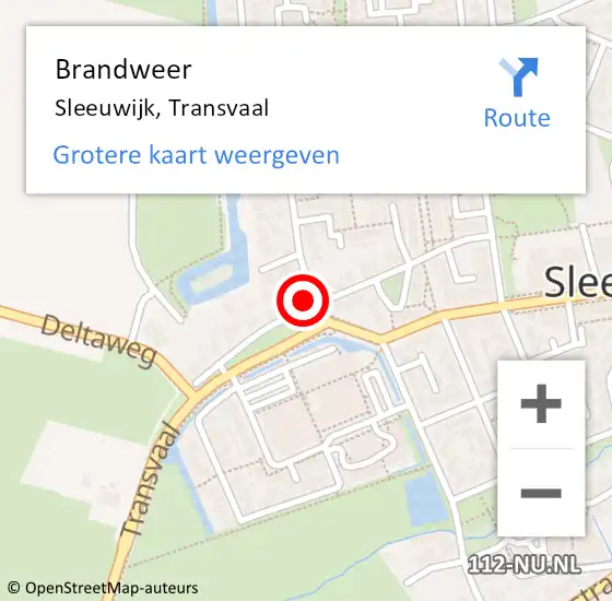 Locatie op kaart van de 112 melding: Brandweer Sleeuwijk, Transvaal op 25 september 2023 19:36