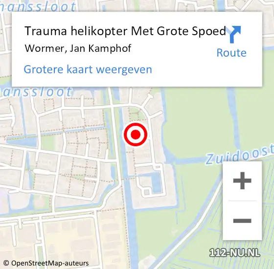 Locatie op kaart van de 112 melding: Trauma helikopter Met Grote Spoed Naar Wormer, Jan Kamphof op 25 september 2023 19:42