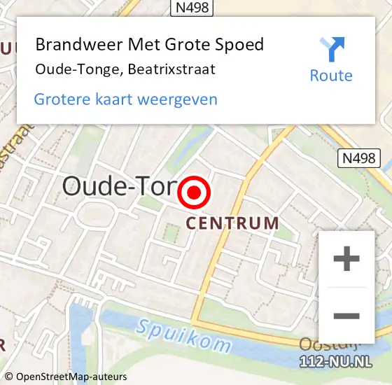 Locatie op kaart van de 112 melding: Brandweer Met Grote Spoed Naar Oude-Tonge, Beatrixstraat op 25 september 2023 19:49