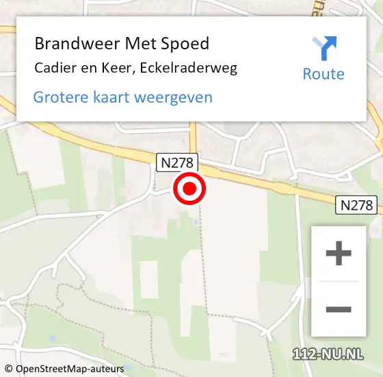 Locatie op kaart van de 112 melding: Brandweer Met Spoed Naar Cadier en Keer, Eckelraderweg op 25 september 2023 19:50
