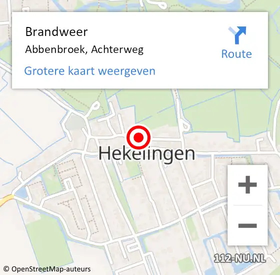 Locatie op kaart van de 112 melding: Brandweer Abbenbroek, Achterweg op 25 september 2023 20:01