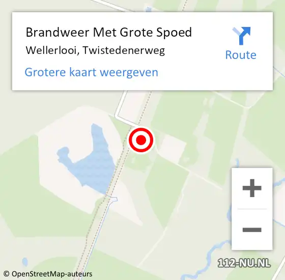 Locatie op kaart van de 112 melding: Brandweer Met Grote Spoed Naar Wellerlooi, Twistedenerweg op 25 september 2023 20:07