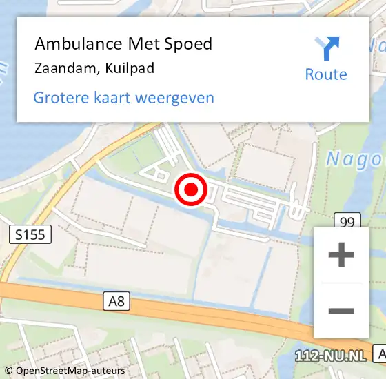 Locatie op kaart van de 112 melding: Ambulance Met Spoed Naar Zaandam, Kuilpad op 25 september 2023 21:51