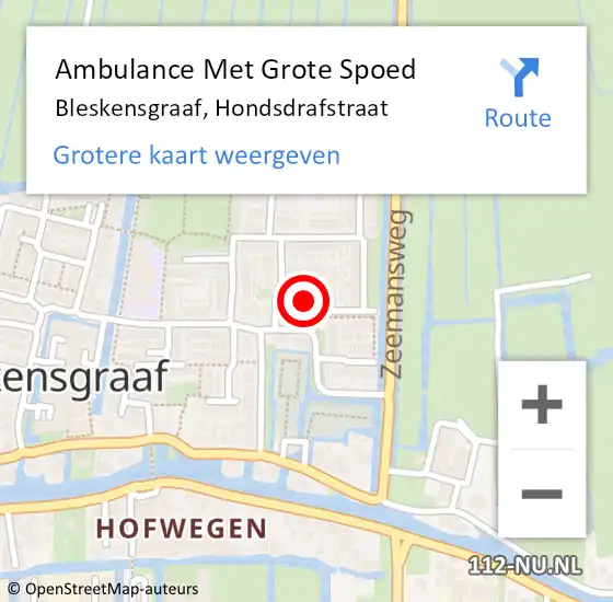 Locatie op kaart van de 112 melding: Ambulance Met Grote Spoed Naar Bleskensgraaf, Hondsdrafstraat op 25 september 2023 21:59