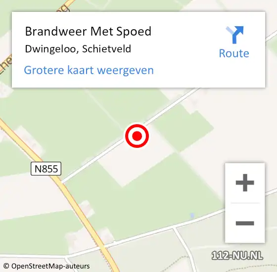 Locatie op kaart van de 112 melding: Brandweer Met Spoed Naar Dwingeloo, Schietveld op 25 september 2023 22:04