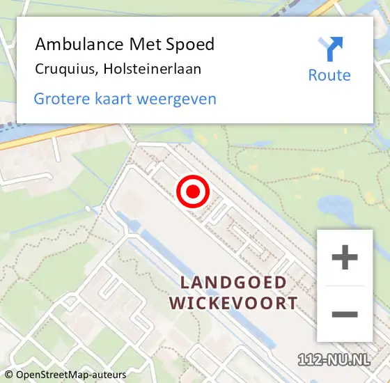 Locatie op kaart van de 112 melding: Ambulance Met Spoed Naar Cruquius, Holsteinerlaan op 25 september 2023 22:40