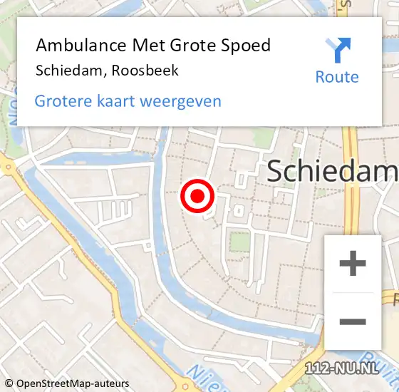 Locatie op kaart van de 112 melding: Ambulance Met Grote Spoed Naar Schiedam, Roosbeek op 25 september 2023 23:15