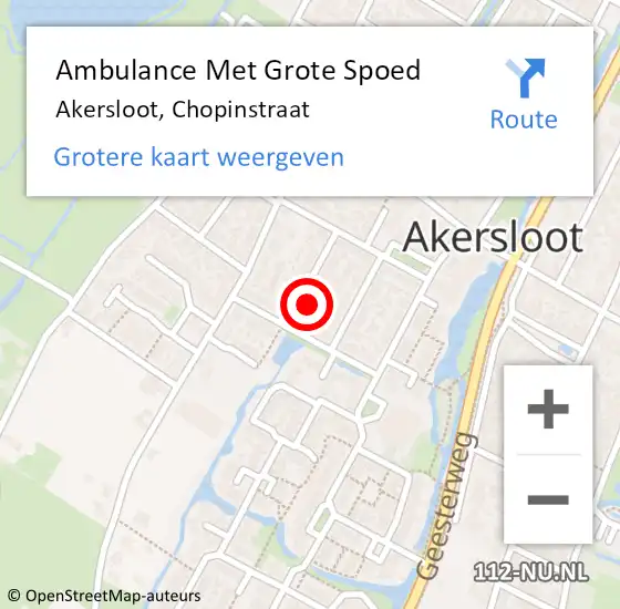 Locatie op kaart van de 112 melding: Ambulance Met Grote Spoed Naar Akersloot, Chopinstraat op 26 september 2023 00:12