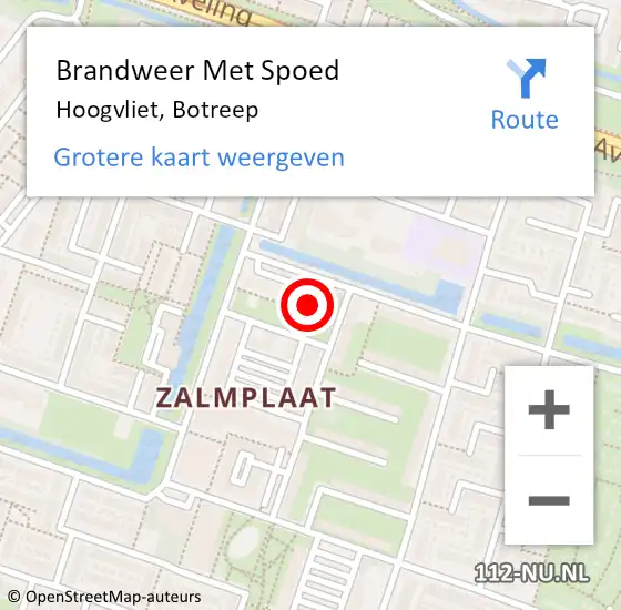 Locatie op kaart van de 112 melding: Brandweer Met Spoed Naar Hoogvliet, Botreep op 26 september 2023 00:53