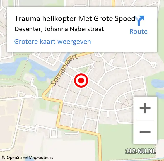 Locatie op kaart van de 112 melding: Trauma helikopter Met Grote Spoed Naar Deventer, Johanna Naberstraat op 26 september 2023 01:13