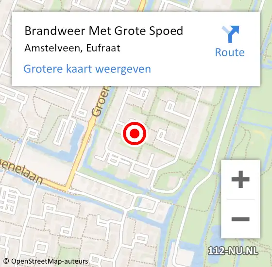 Locatie op kaart van de 112 melding: Brandweer Met Grote Spoed Naar Amstelveen, Eufraat op 26 september 2023 01:15