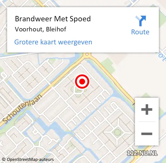 Locatie op kaart van de 112 melding: Brandweer Met Spoed Naar Voorhout, Bleihof op 26 september 2023 01:24