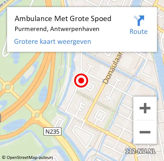 Locatie op kaart van de 112 melding: Ambulance Met Grote Spoed Naar Purmerend, Antwerpenhaven op 26 september 2023 01:40