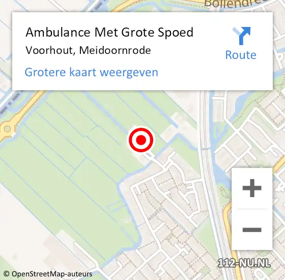Locatie op kaart van de 112 melding: Ambulance Met Grote Spoed Naar Voorhout, Meidoornrode op 26 september 2023 02:20