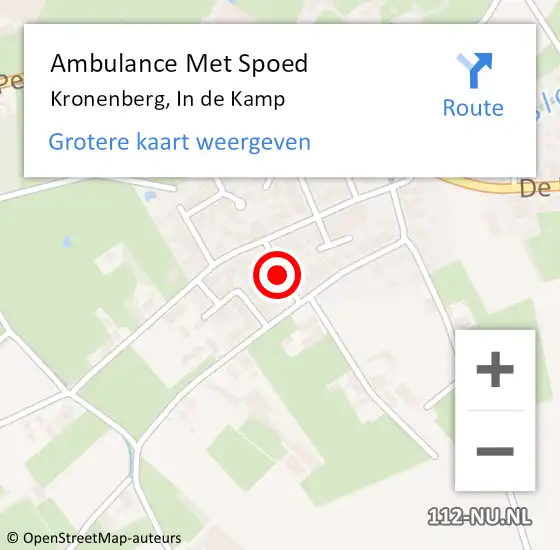 Locatie op kaart van de 112 melding: Ambulance Met Spoed Naar Kronenberg, In de Kamp op 9 september 2014 13:20