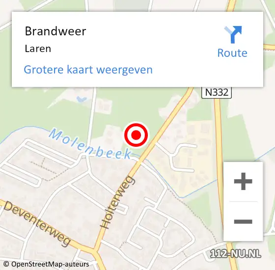 Locatie op kaart van de 112 melding: Brandweer Laren op 26 september 2023 03:49