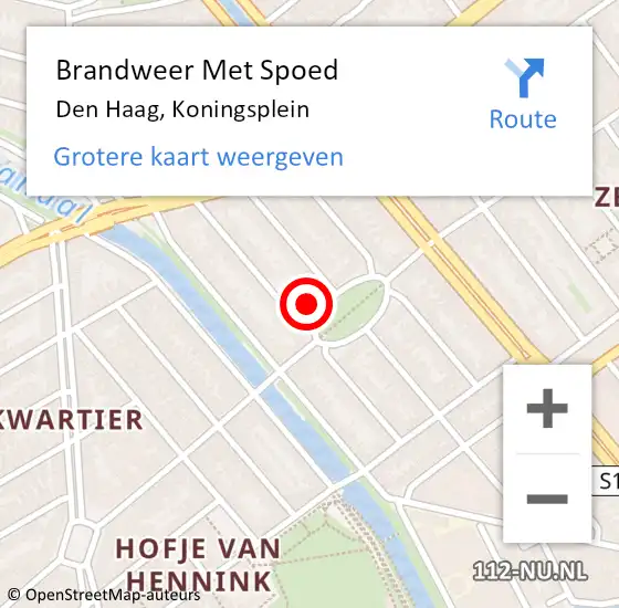 Locatie op kaart van de 112 melding: Brandweer Met Spoed Naar Den Haag, Koningsplein op 26 september 2023 04:07
