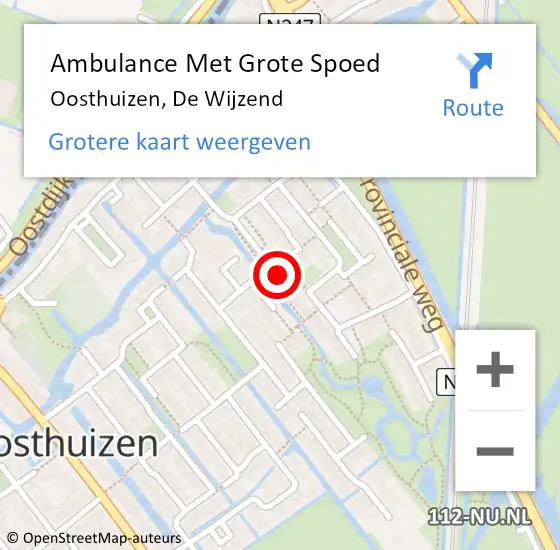 Locatie op kaart van de 112 melding: Ambulance Met Grote Spoed Naar Oosthuizen, De Wijzend op 26 september 2023 04:36