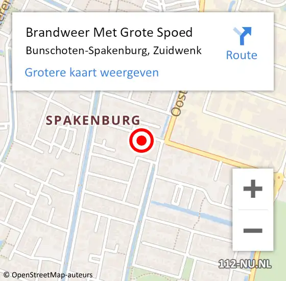 Locatie op kaart van de 112 melding: Brandweer Met Grote Spoed Naar Bunschoten-Spakenburg, Zuidwenk op 26 september 2023 05:06