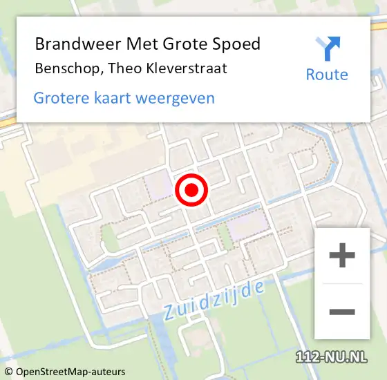 Locatie op kaart van de 112 melding: Brandweer Met Grote Spoed Naar Benschop, Theo Kleverstraat op 26 september 2023 05:10