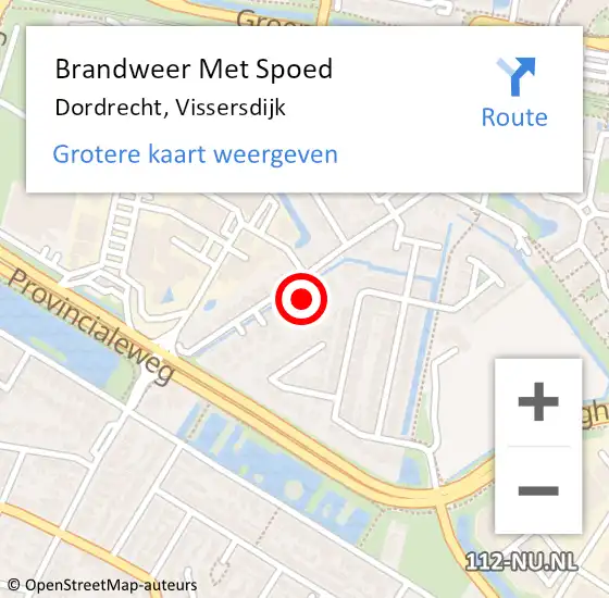 Locatie op kaart van de 112 melding: Brandweer Met Spoed Naar Dordrecht, Vissersdijk op 26 september 2023 07:19