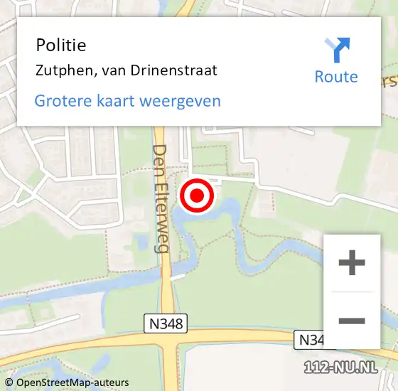 Locatie op kaart van de 112 melding: Politie Zutphen, van Drinenstraat op 26 september 2023 08:35