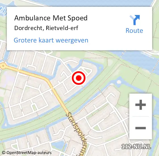 Locatie op kaart van de 112 melding: Ambulance Met Spoed Naar Dordrecht, Rietveld-erf op 26 september 2023 08:45