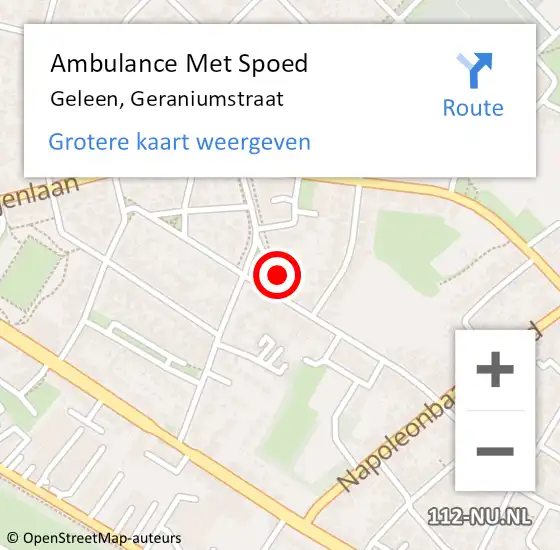 Locatie op kaart van de 112 melding: Ambulance Met Spoed Naar Geleen, Geraniumstraat op 9 september 2014 13:32