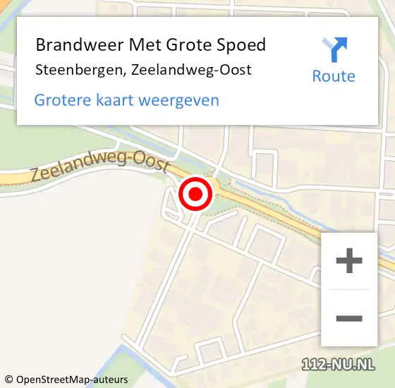 Locatie op kaart van de 112 melding: Brandweer Met Grote Spoed Naar Steenbergen, Zeelandweg-Oost op 26 september 2023 08:48