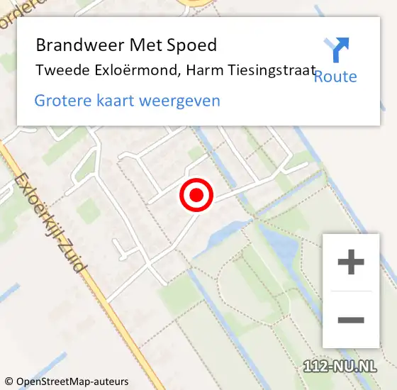 Locatie op kaart van de 112 melding: Brandweer Met Spoed Naar Tweede Exloërmond, Harm Tiesingstraat op 26 september 2023 09:23