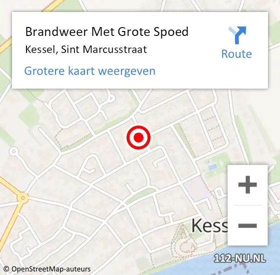 Locatie op kaart van de 112 melding: Brandweer Met Grote Spoed Naar Kessel, Sint Marcusstraat op 26 september 2023 09:44
