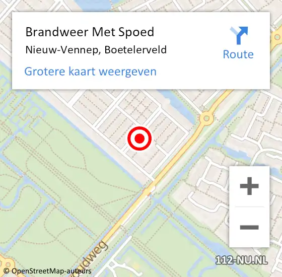 Locatie op kaart van de 112 melding: Brandweer Met Spoed Naar Nieuw-Vennep, Boetelerveld op 26 september 2023 09:58