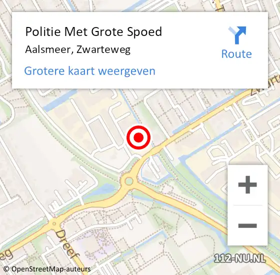 Locatie op kaart van de 112 melding: Politie Met Grote Spoed Naar Aalsmeer, Zwarteweg op 26 september 2023 09:59