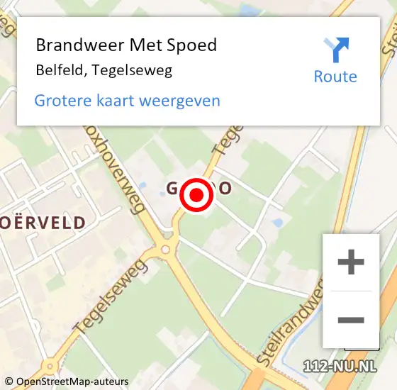 Locatie op kaart van de 112 melding: Brandweer Met Spoed Naar Belfeld, Tegelseweg op 26 september 2023 10:10