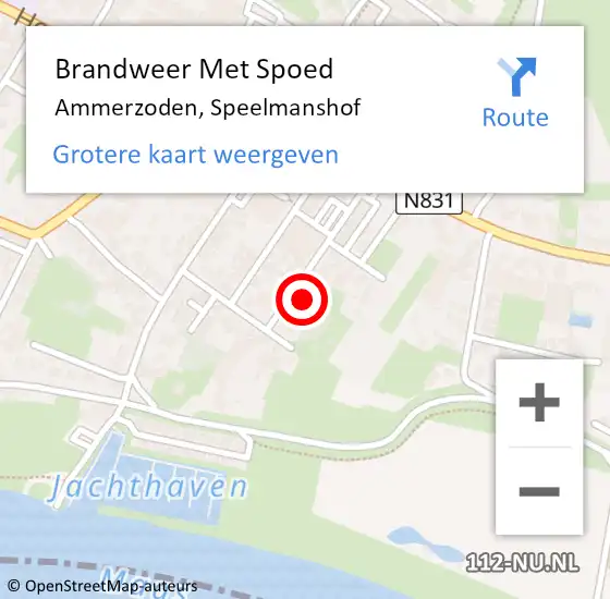 Locatie op kaart van de 112 melding: Brandweer Met Spoed Naar Ammerzoden, Speelmanshof op 26 september 2023 10:21