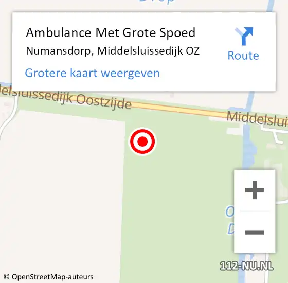 Locatie op kaart van de 112 melding: Ambulance Met Grote Spoed Naar Numansdorp, Middelsluissedijk OZ op 26 september 2023 10:33