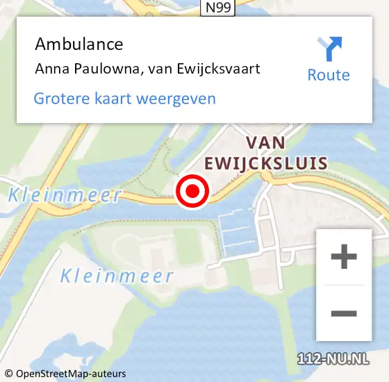 Locatie op kaart van de 112 melding: Ambulance Anna Paulowna, van Ewijcksvaart op 26 september 2023 10:34